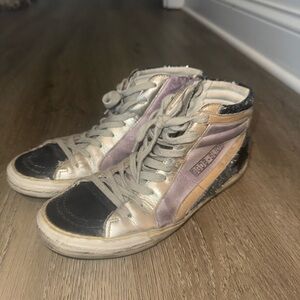 Golden Goose Women's High-Top Sneakers - Black, Purple, and Gold